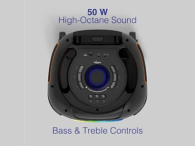 Image of FINGERS RollingParties-51 Bluetooth Trolley Speaker with Powerful 50 W Deep Bass, RGB lights, 15-hour, Bundled 2 Wireless Mics & Additional 2 Mics - 2