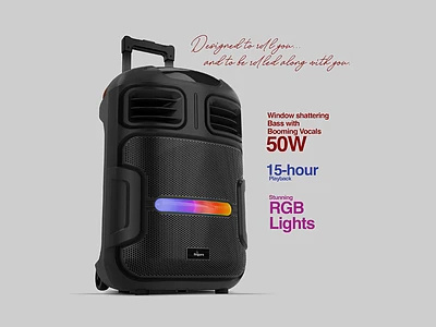 Image of FINGERS RollingParties-51 Bluetooth Trolley Speaker with Powerful 50 W Deep Bass, RGB lights, 15-hour, Bundled 2 Wireless Mics & Additional 2 Mics - 4